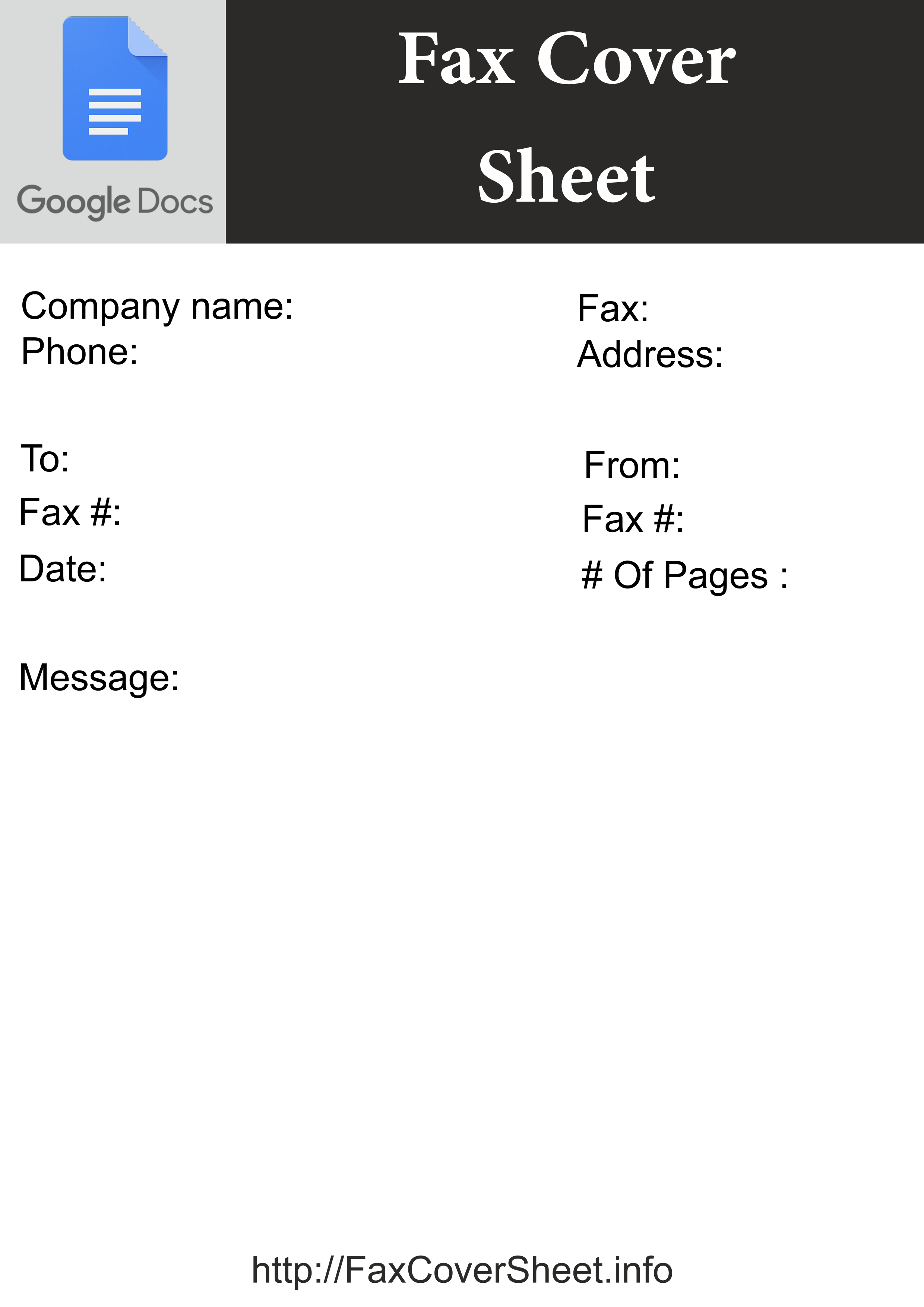 Printable Fax Cover Sheet Google Docs