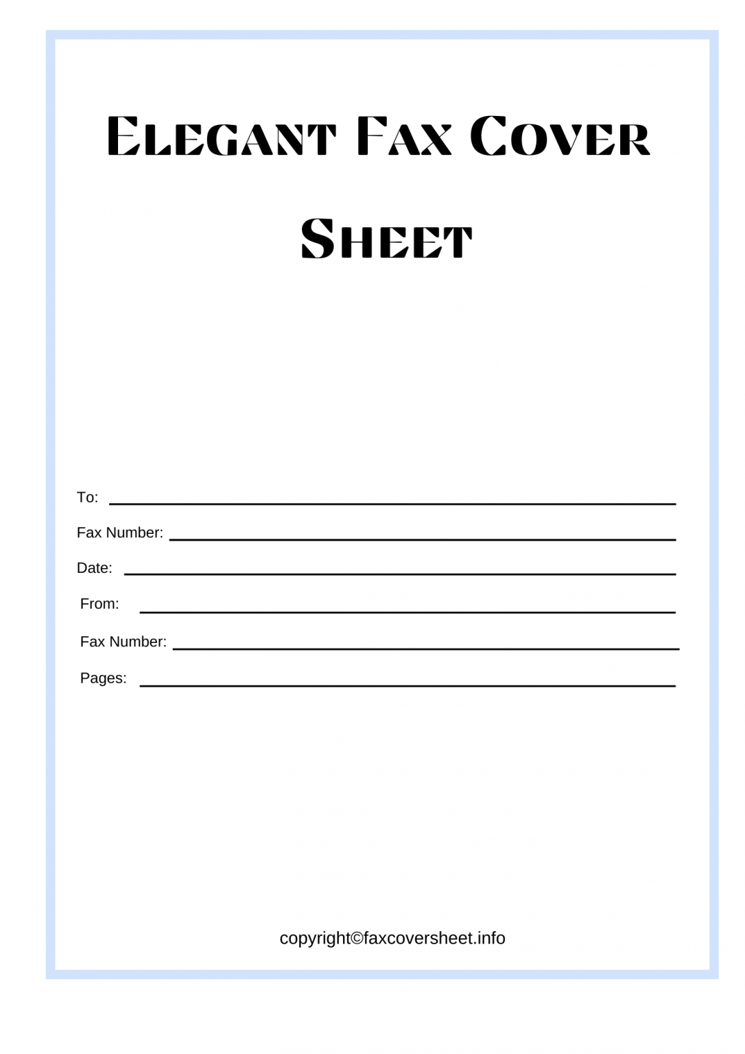 Elegant Fax Cover Sheet Template Printable In Pdf Word