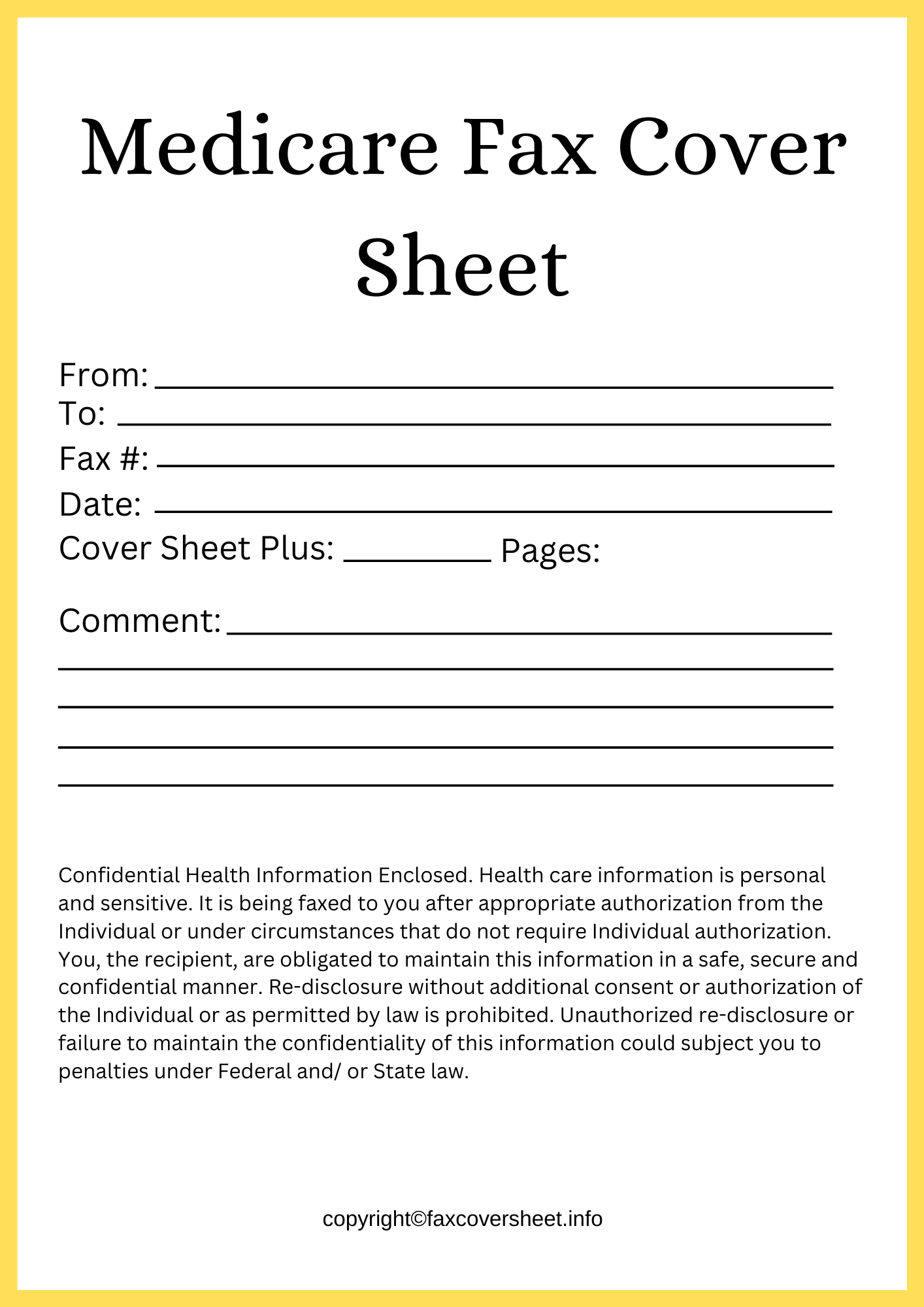 Medicare Fax Cover Sheet Templates Printable In PDF Word