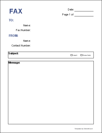 generic fax cover sheet