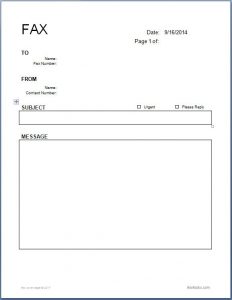 fax cover page