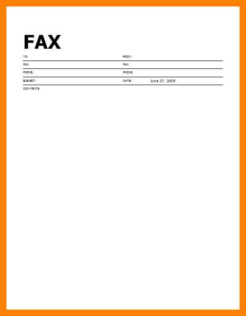 fax cover page