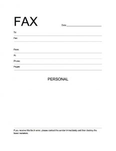 personal fax cover sheet template sample