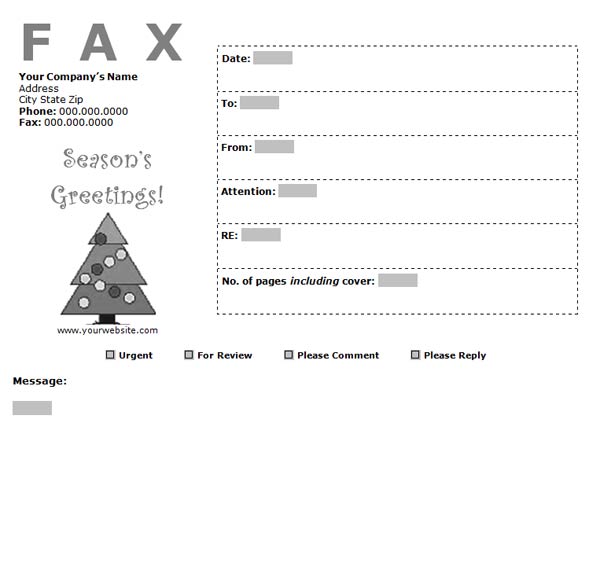 Free Printable Holiday Fax Cover Sheet Templates Pdf
