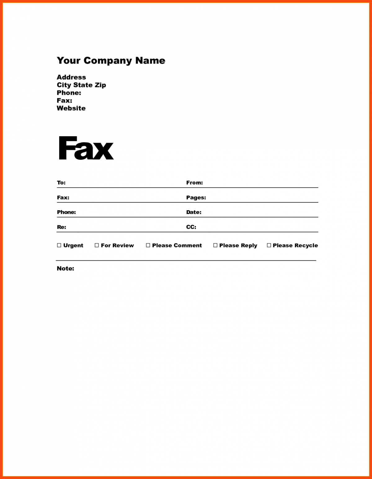 Free Professional Fax Cover Sheet Template