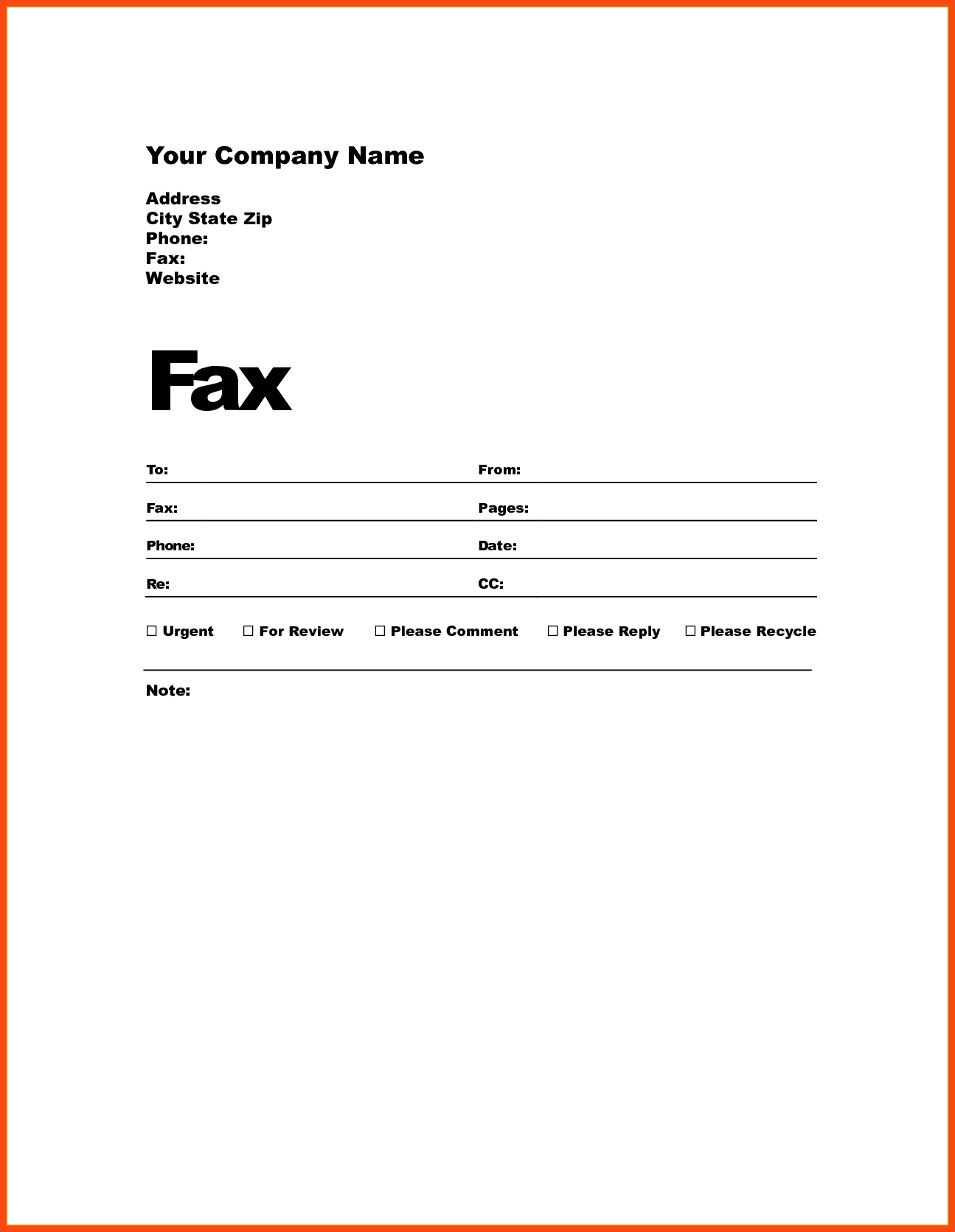 Free Printable Fax Cover Sheet Template