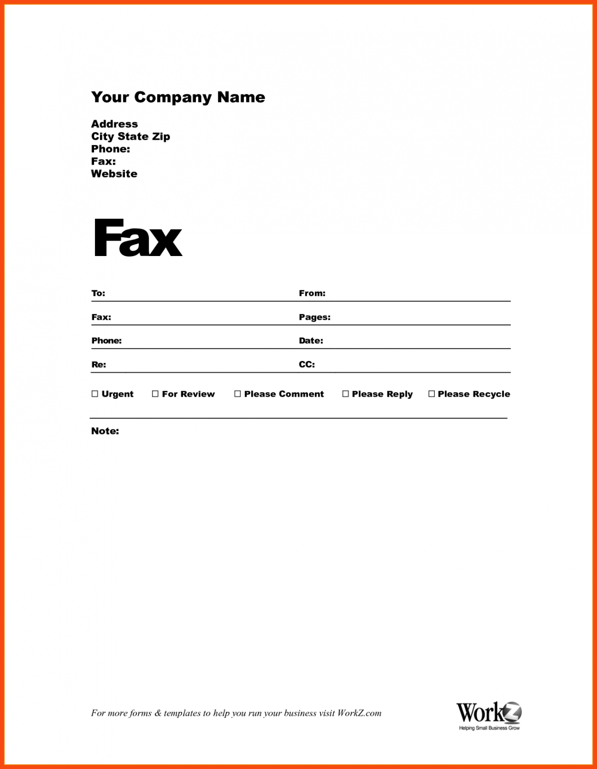 Free Fax Sheet Template
