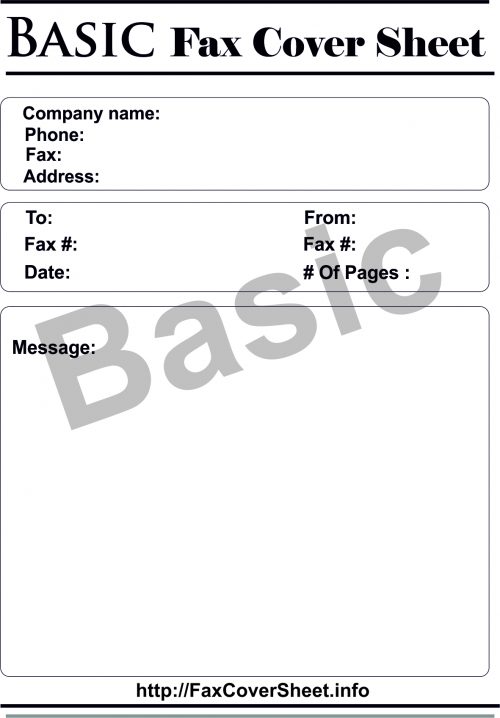 Free Sample Basic fax cover sheet