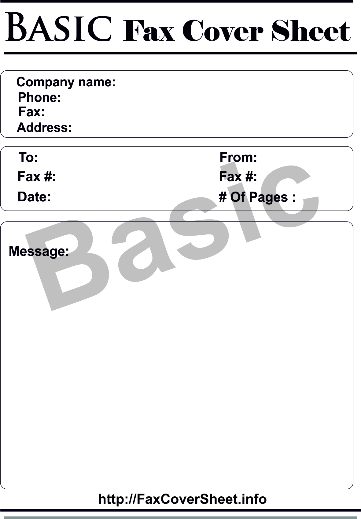Basic fax cover sheet Template, Free Sample Basic fax cover sheet