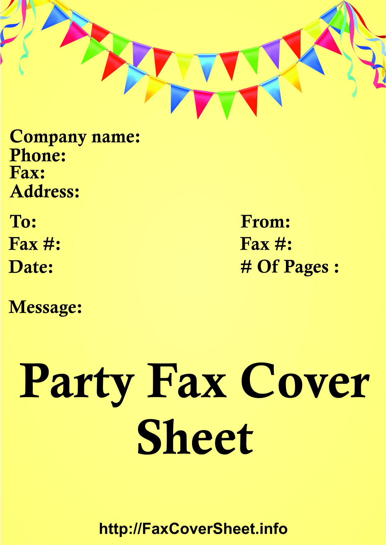 Party Fax Cover Sheet, Party Fax Cover Sheet Template
