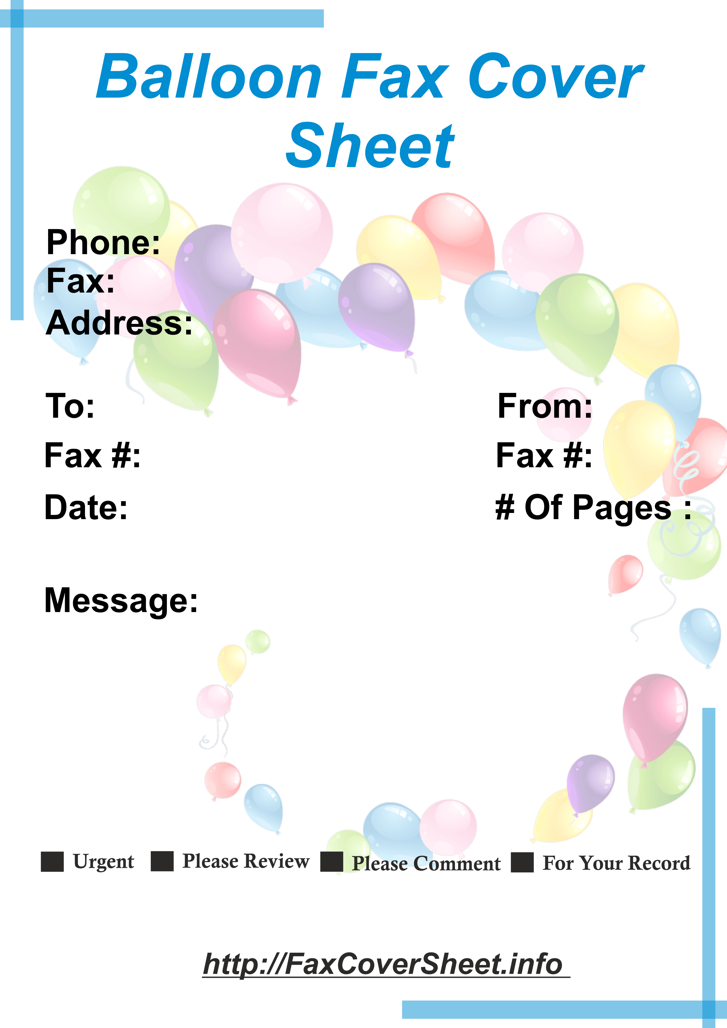 Download Balloons Fax Cover Sheet