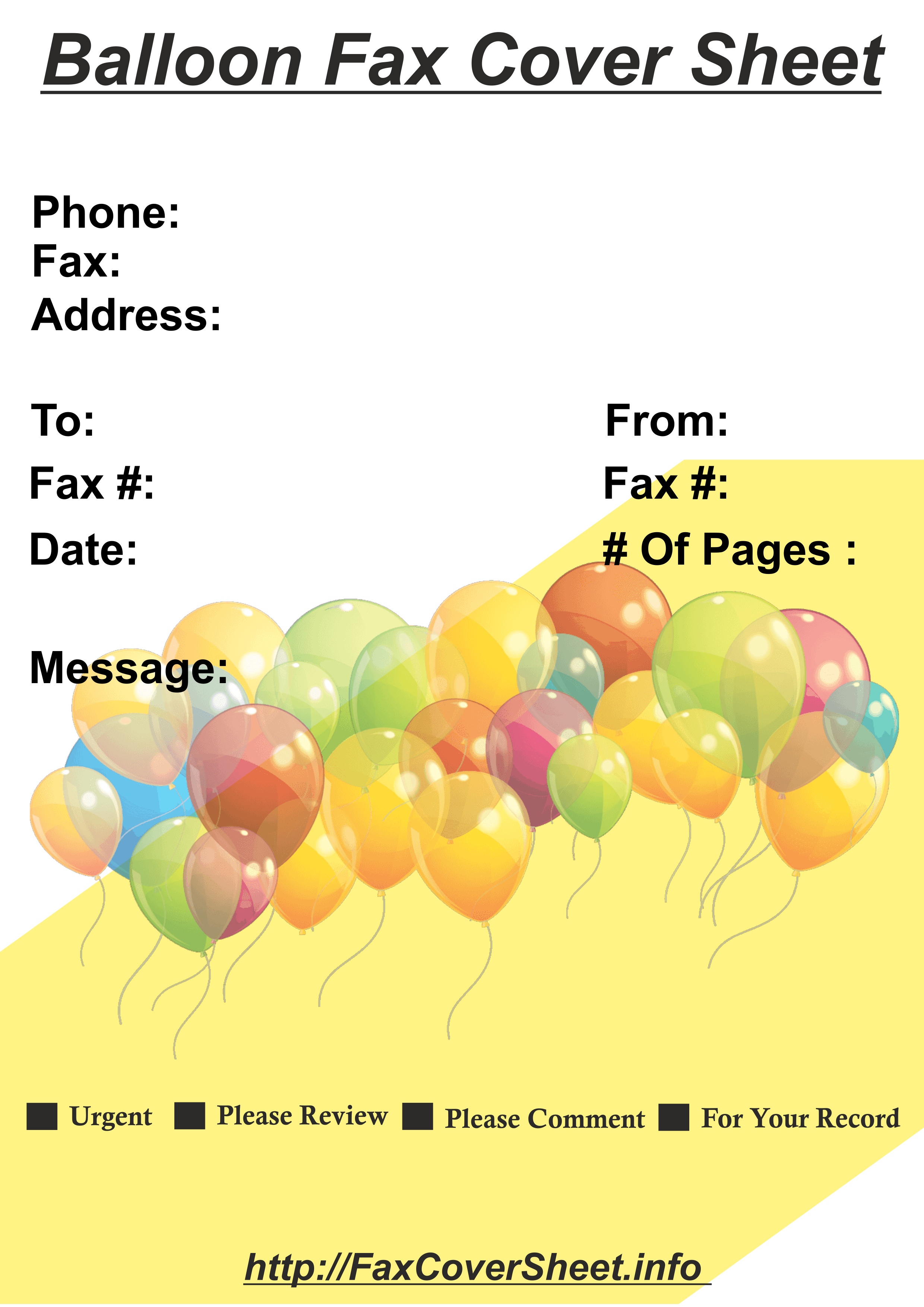 Free Balloons Fax Cover Sheet