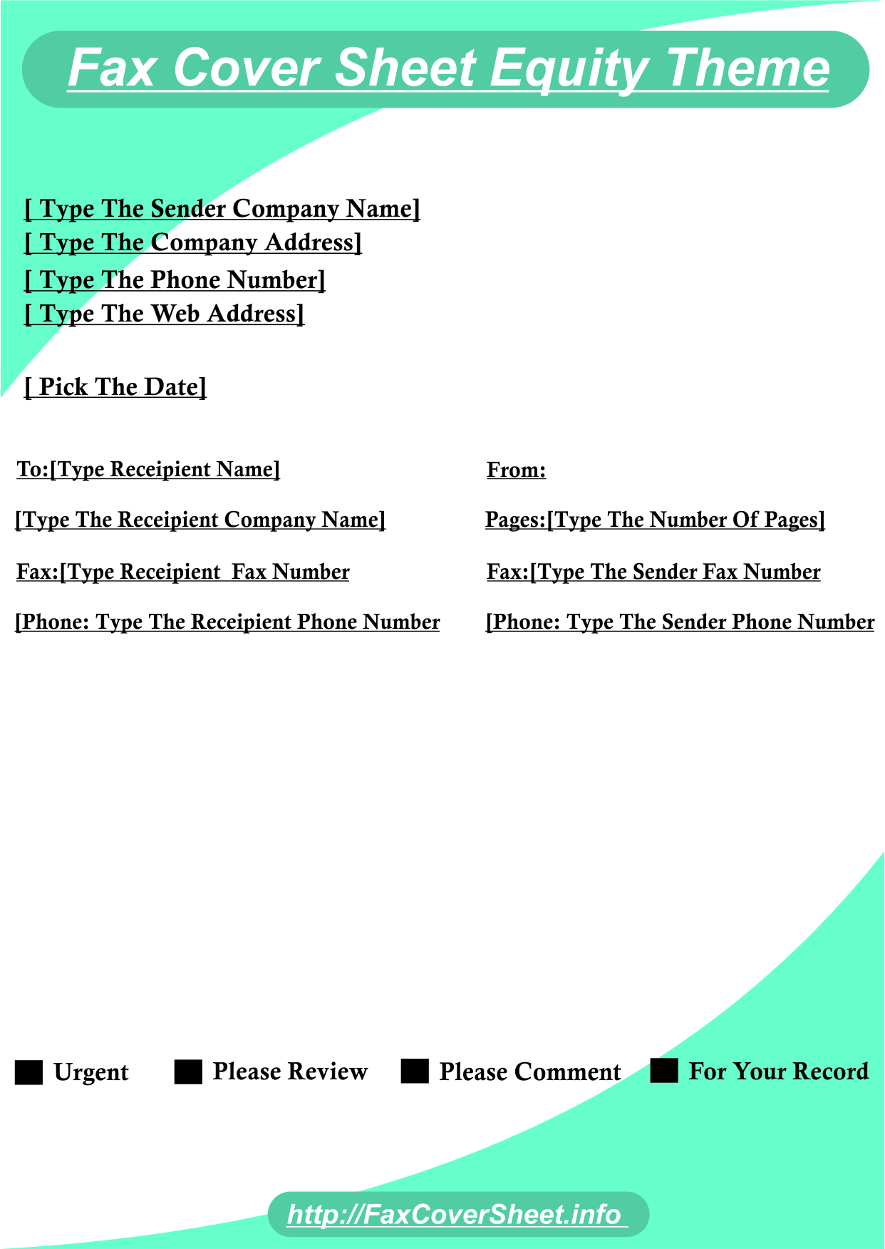 Fax Cover Sheet with Equity Theme