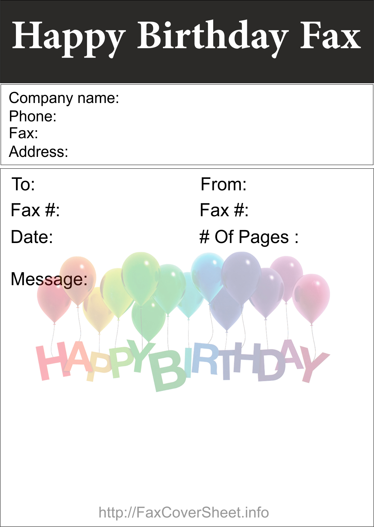 birthday Fax Cover Sheet