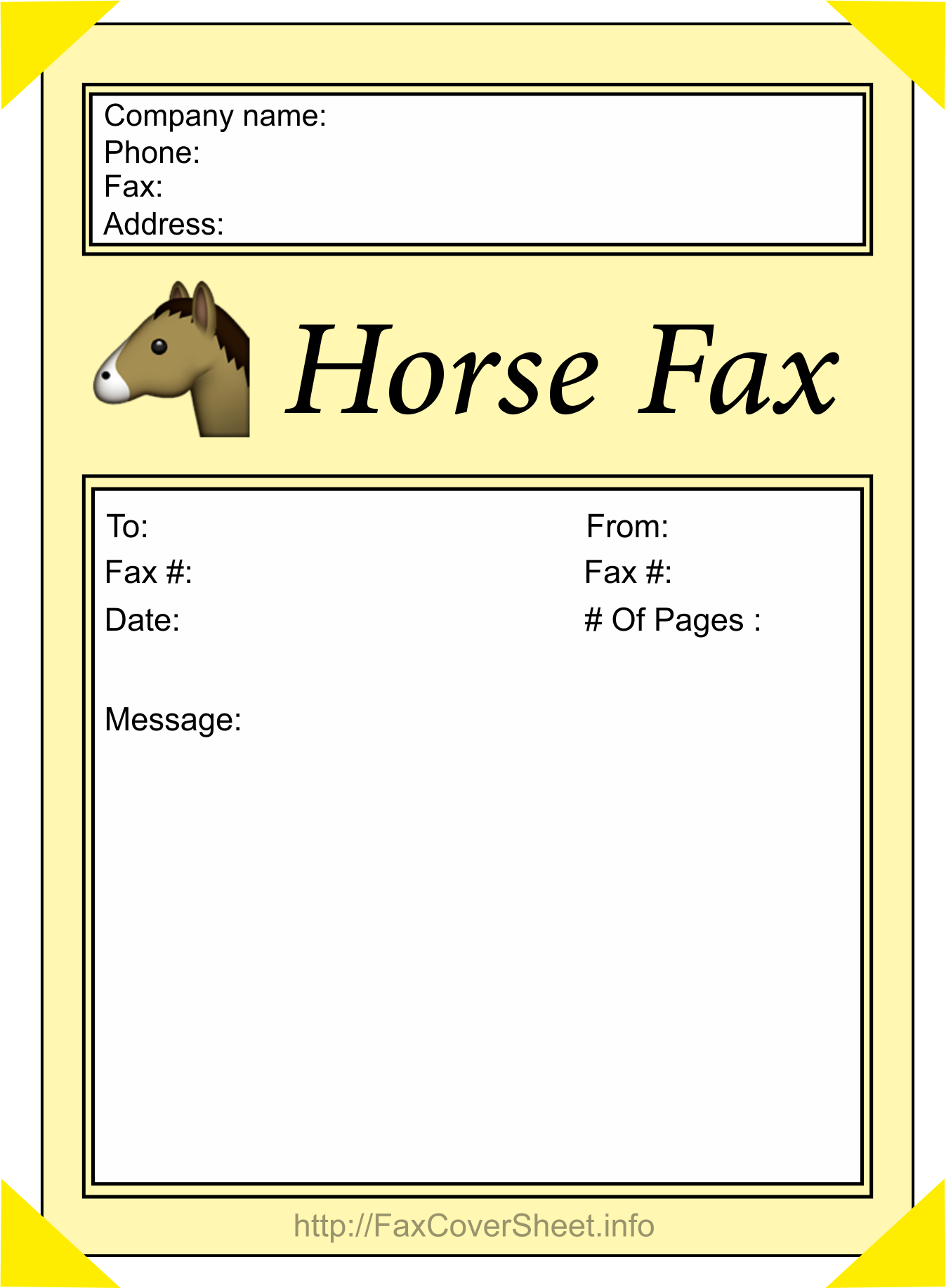 Horse Fax Cover Sheet Download, Horse Fax Cover Sheet Sample