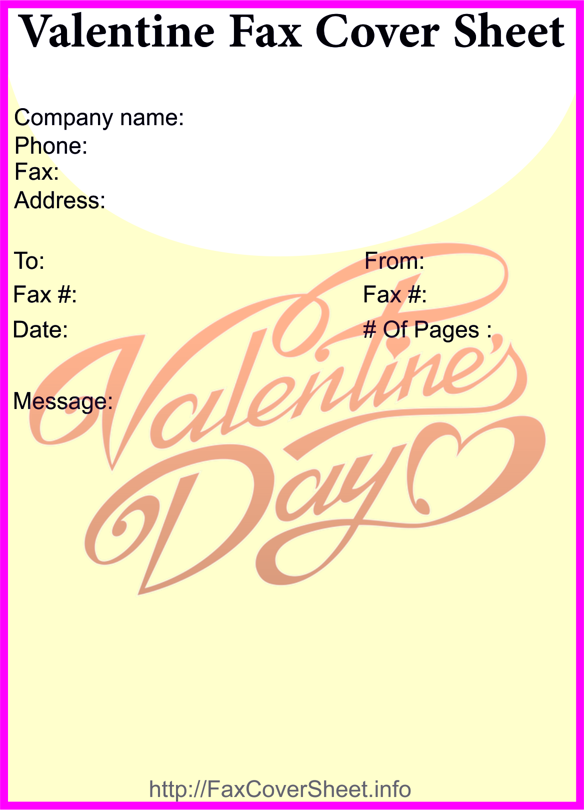 Download Valentine's Day Fax Cover Sheet, Sample Valentine's Day Fax Cover Sheet
