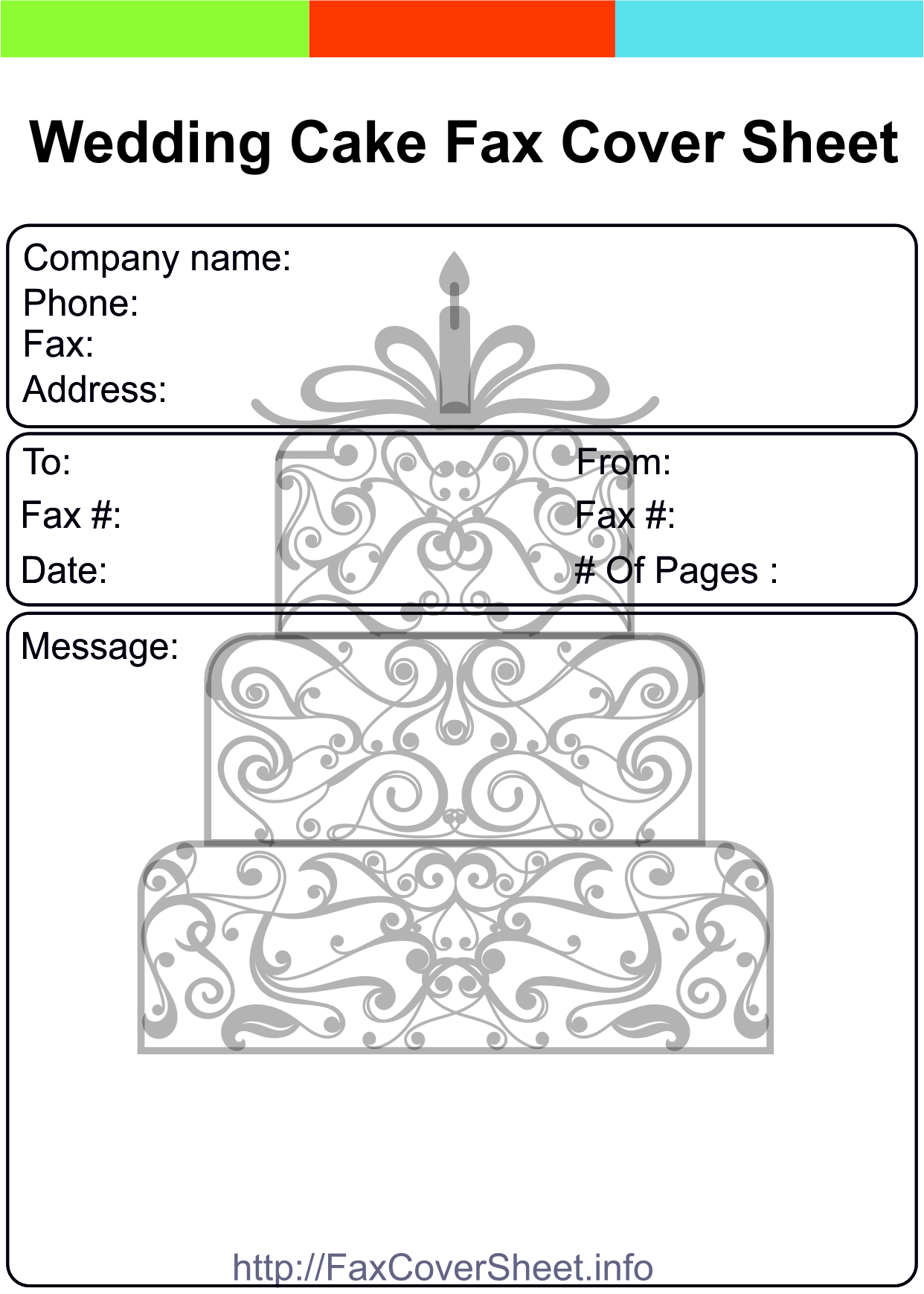 Wedding Cake Fax Cover Sheet Download