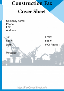Construction Fax Cover Sheet Template
