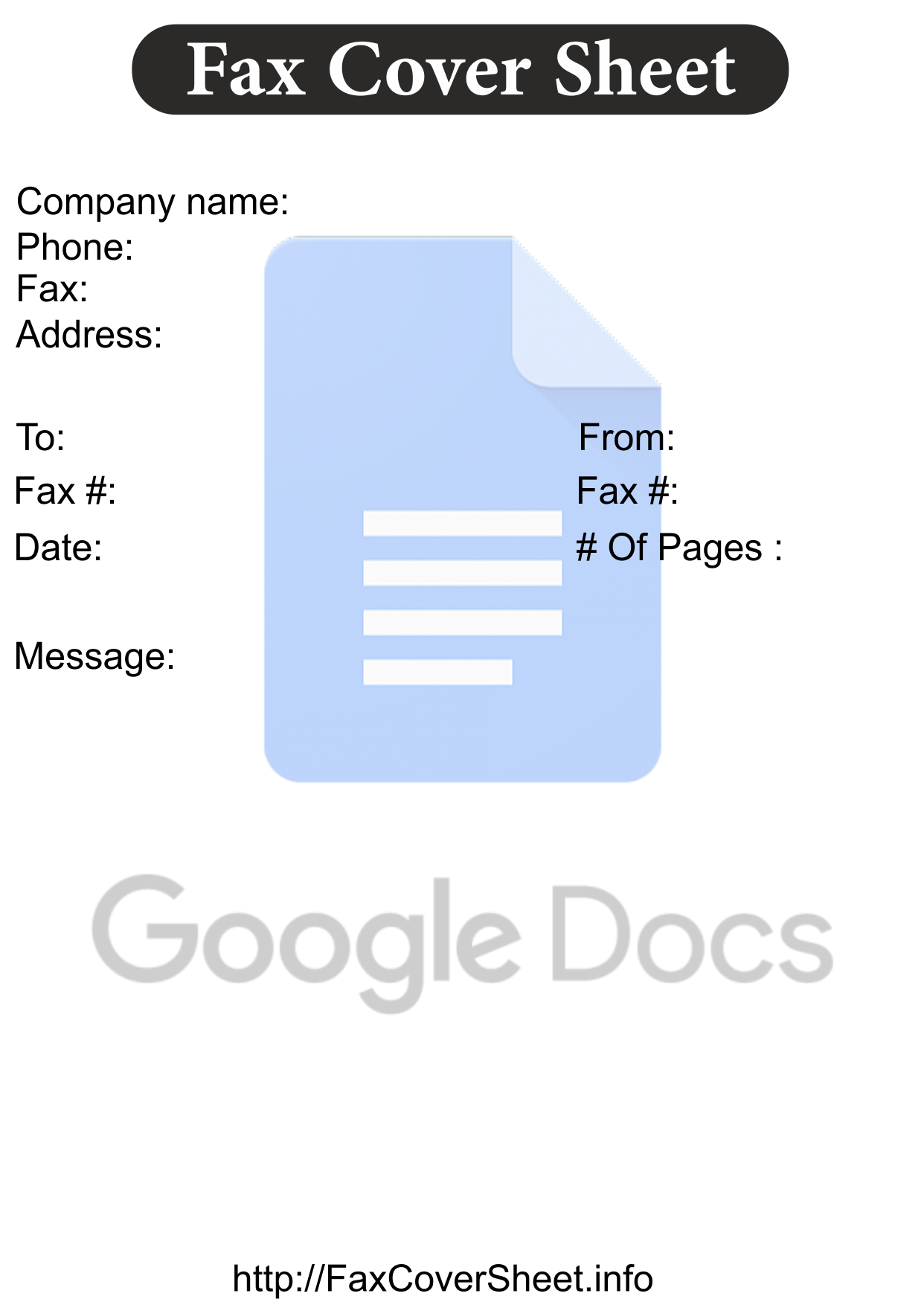 ready to use google docs fax cover sheet