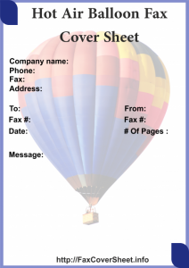 Hot Air Balloons Fax Cover Sheet