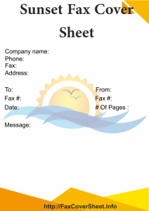 Sunset Fax Cover Sheet Download