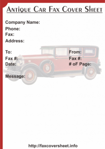 Antique Car Fax Cover Sheet