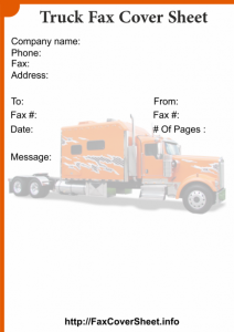 Truck Fax Cover Sheet Templates