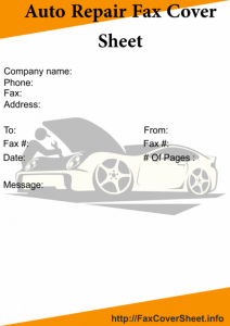 Free Auto Repair Fax Cover Sheet