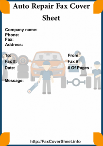 Auto Repair Fax Cover Sheet Templates