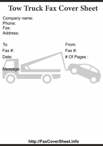 Tow Truck Fax Cover Sheet Templates