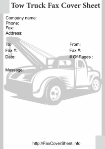 Free Tow Truck Fax Cover Sheet