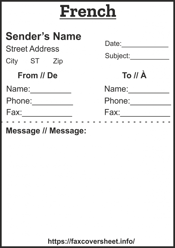 Free French Fax Cover Sheet