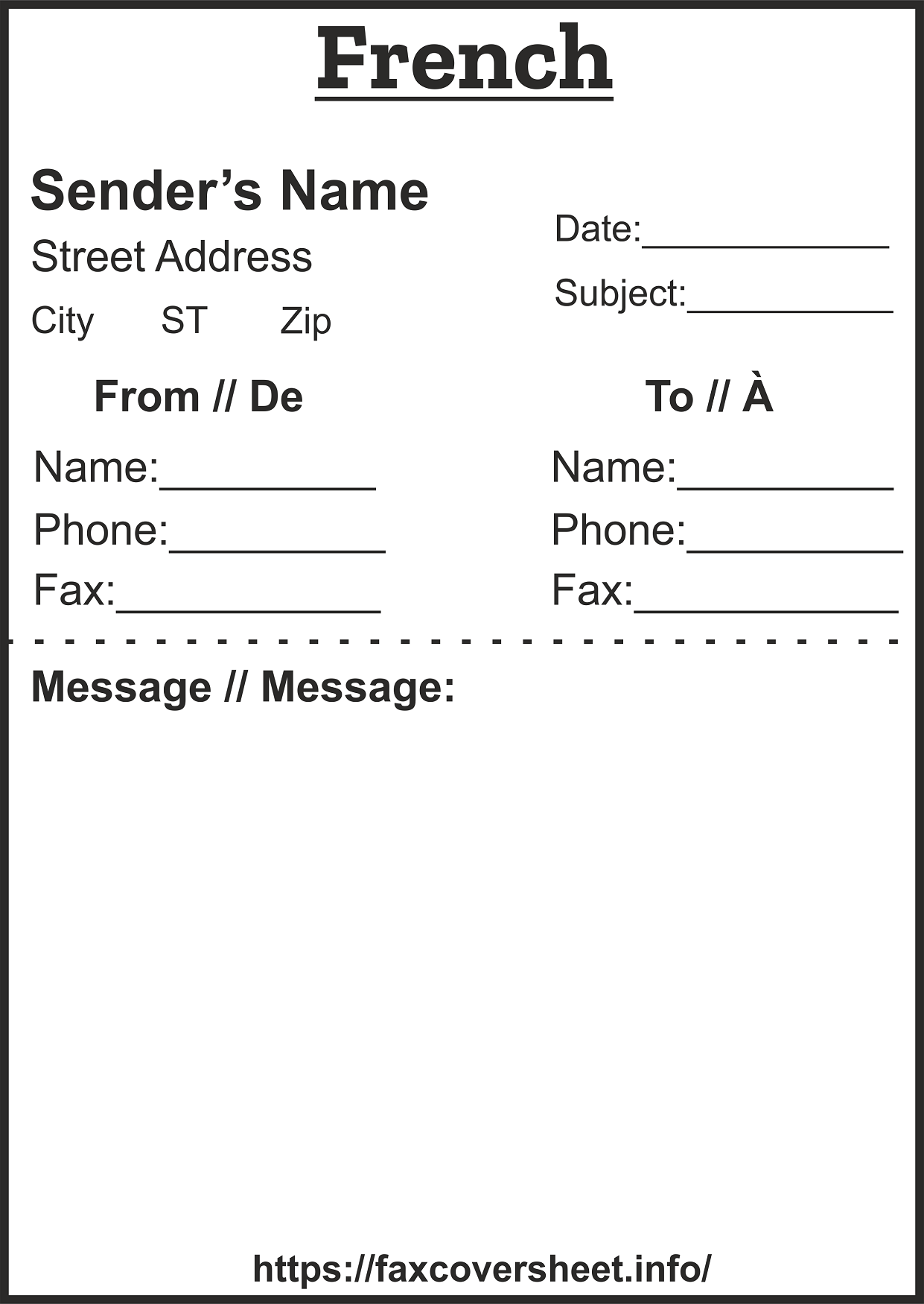 Free French Fax Cover Sheet