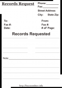 Record Request Fax Cover Sheet Templates