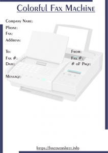 Colorful Fax Machine Fax Cover Sheet