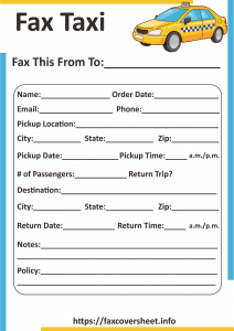 Fax Taxi Cover Sheet