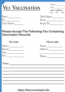 Vet Vaccination Fax Cover Sheet