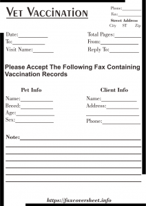 Free Vet Vaccination Fax Cover Sheet