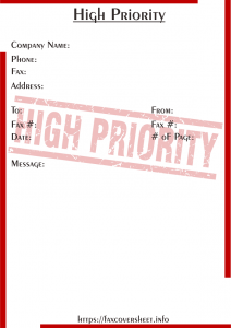 High Priority Fax Cover Sheet