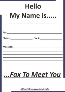 Name Tag Fax Cover Sheet