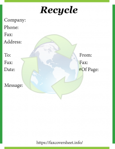 Free Recycle Fax Cover Sheet