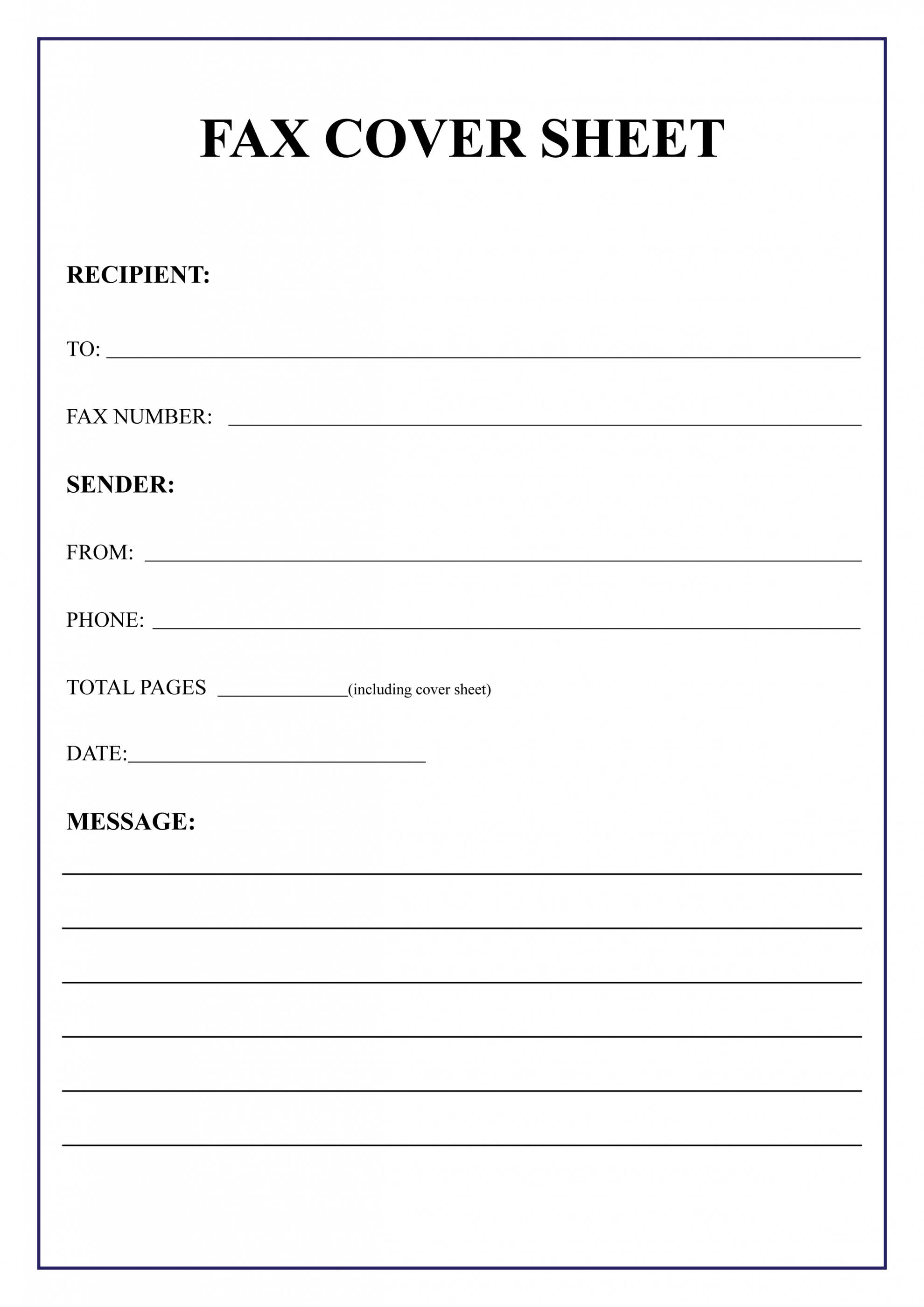 Free Fax Cover Sheet Template - Printable/ Basic/ PDF/ Word