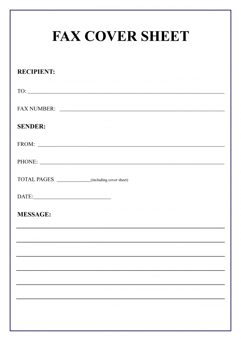 Free Fax Cover Sheet Template Printable/ Basic/ PDF/ Word