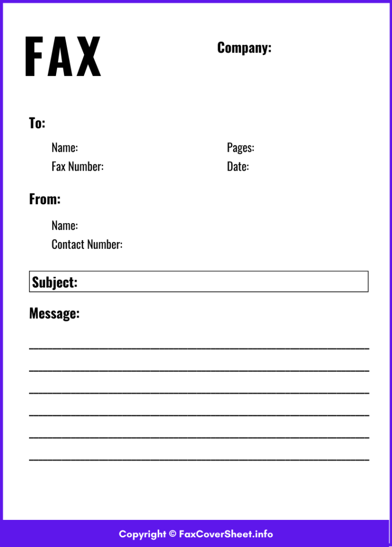 Business Fax Cover Sheet Printable Template in PDF