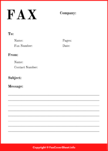 Business Fax Cover Sheet Free