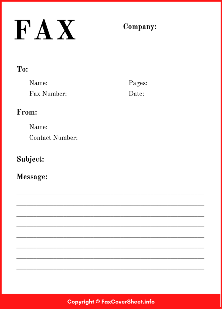 Business Fax Cover Sheet Printable Template in PDF