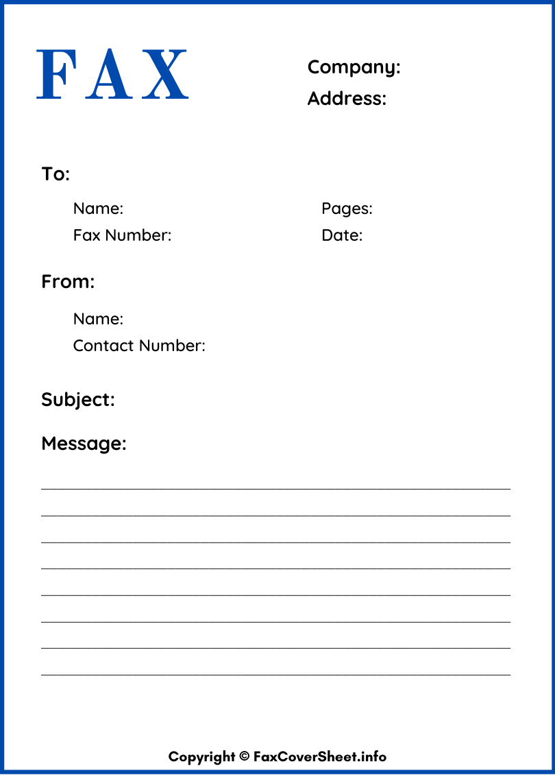Business Fax Cover Sheet Sample