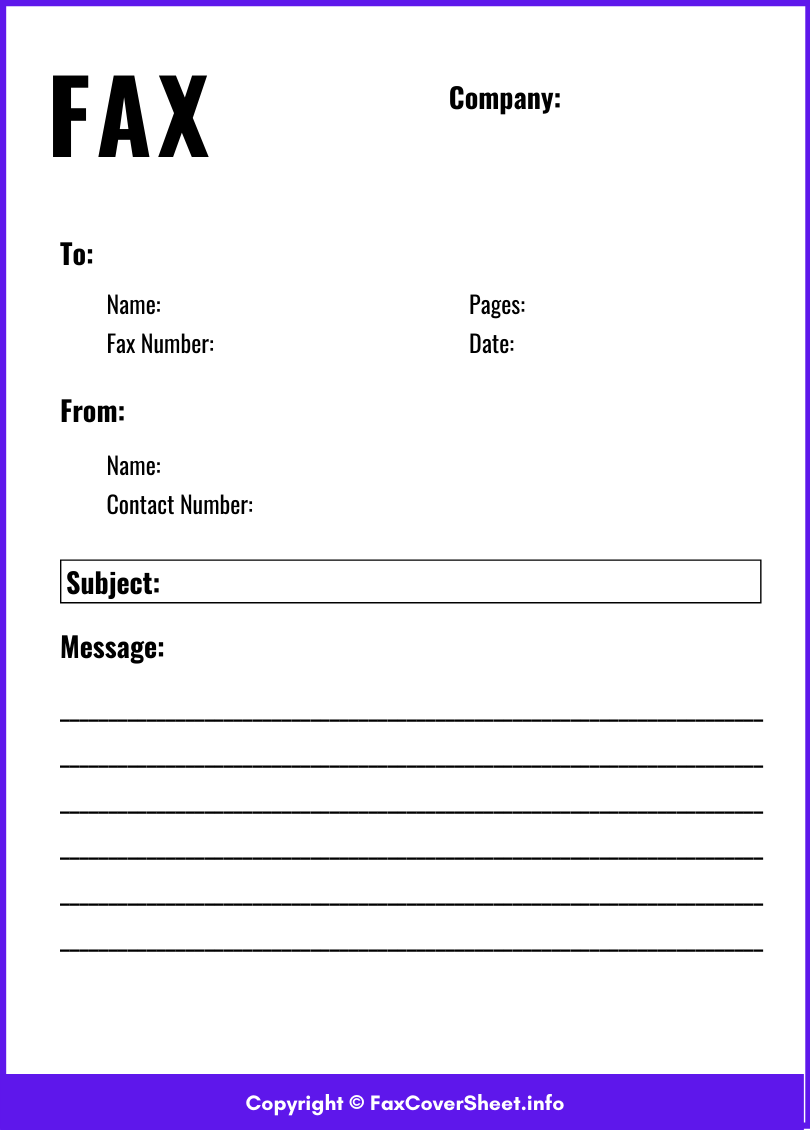 Business Fax Cover Sheet