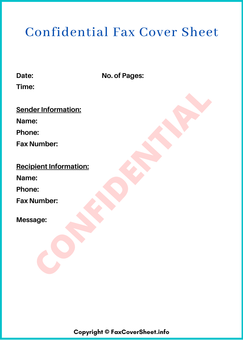 Confidential Fax Cover Sheet Template Printable In Pdf 2153