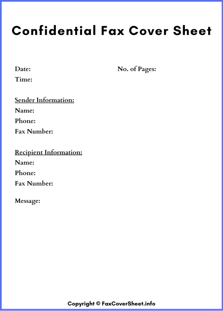 Confidential Fax Cover Sheet Template Printable in PDF